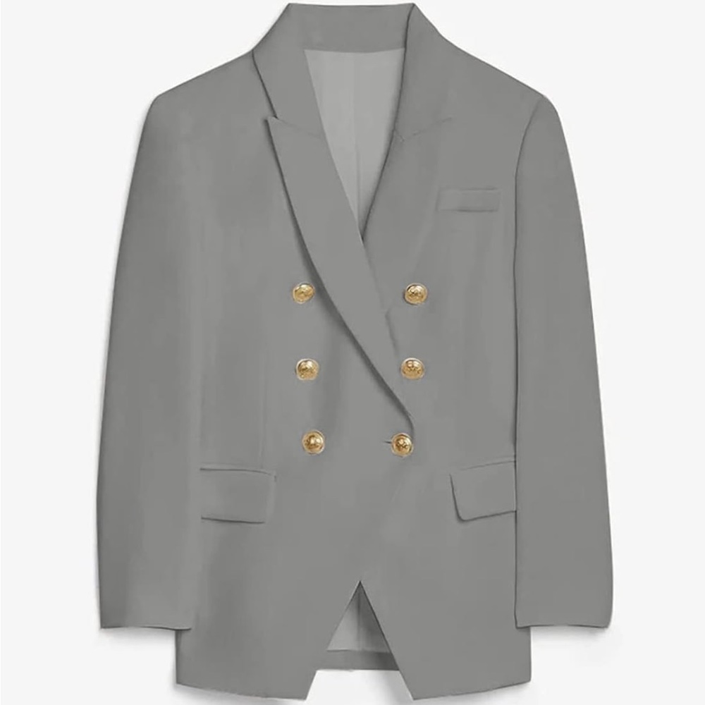 Womens Casual Pocketed Office Blazers Grey